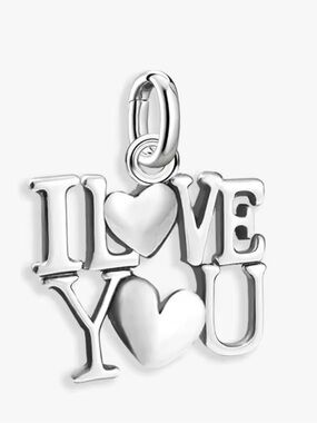 Sterling Silver "I Love You" Heart Charm Pendant